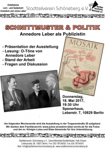 Plakat der Veranstaltung mit Fotos Annedore Leber, Willi Brandt und Titel von Mosaik