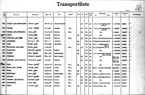 Auszug aus der Transportliste (Tabelle)