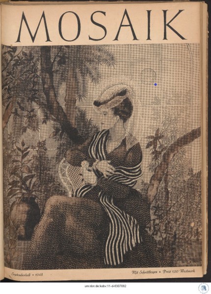 Gemälde mit Frau in einem modischen Kleid