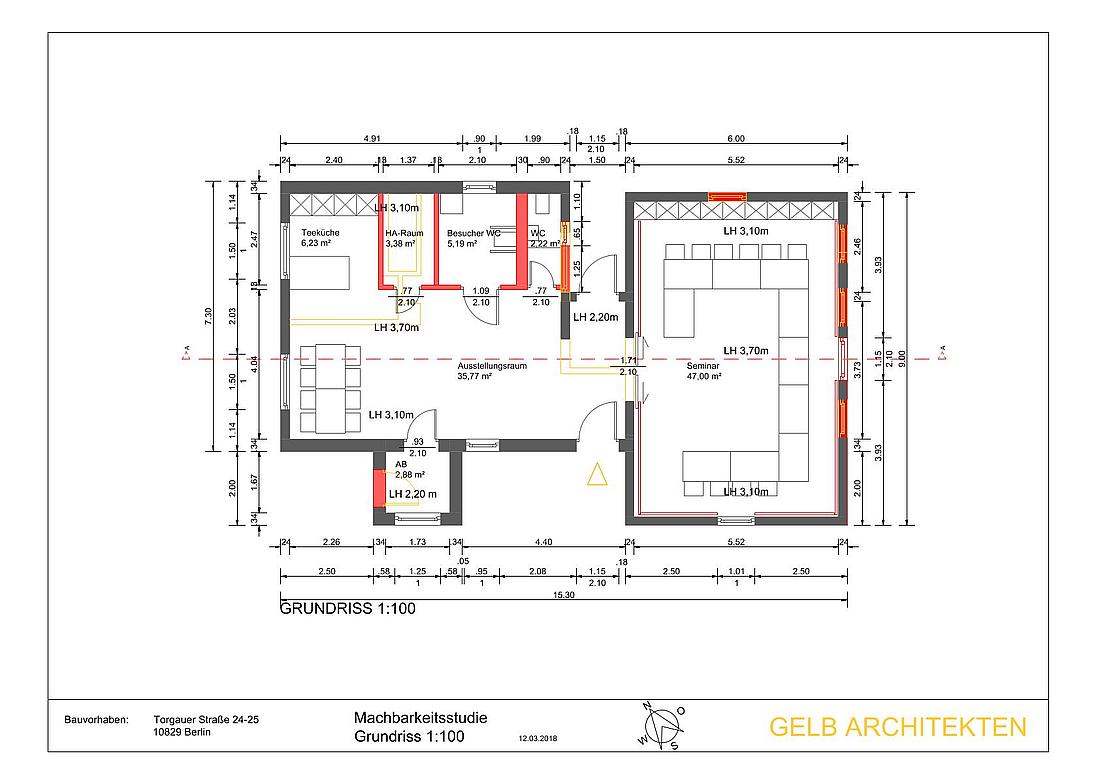 Architektenplan der Raumaufteilung