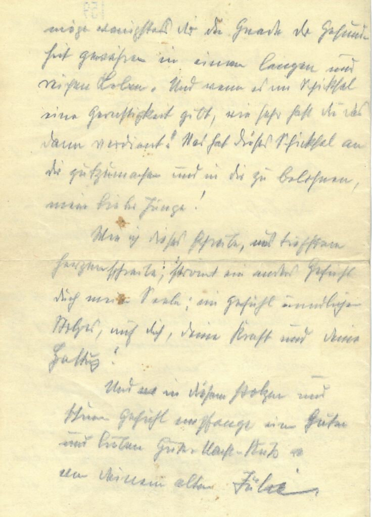 Kopie des handschriftlichen Briefes. Der Text des Briefes wird unter dem Brief angezeigt