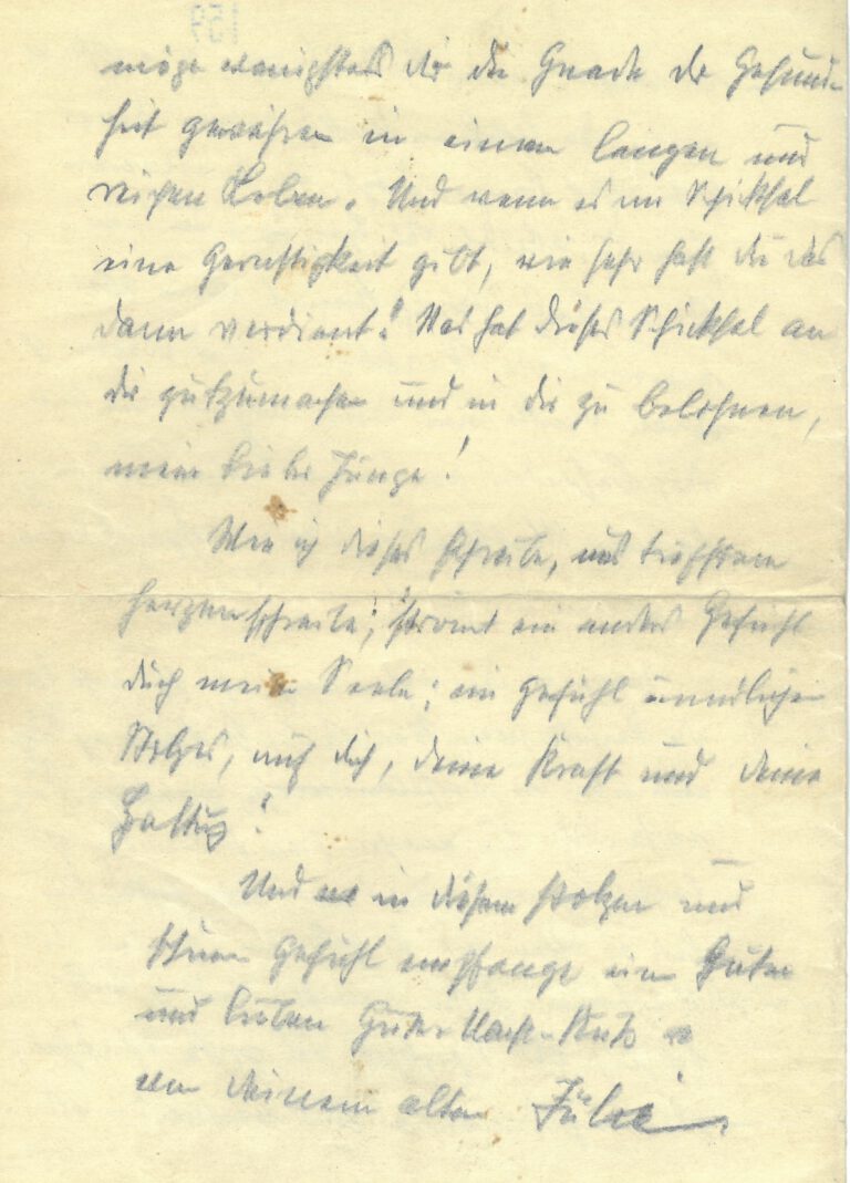 Kopie des handschriftlichen Briefes. Der Text des Briefes wird unter dem Brief angezeigt