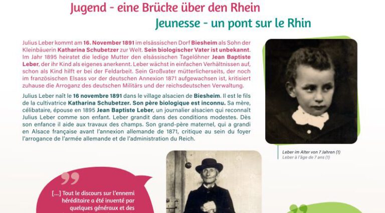 Ausschnitt einer Ausstellungstafel über Julius Lebers Kindheit am Rhein